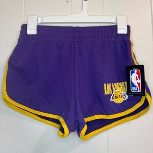 NWT NBA Womans Small Los Angeles Lakers Purple and Gold Athletic Soft Shorts
